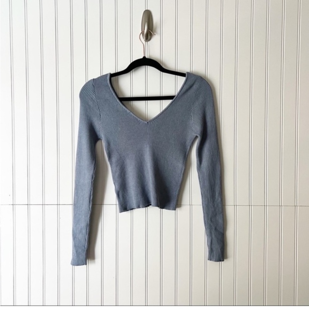 Kendall & Kylie Blue Cropped Sweater